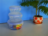圆形塑料保鲜盒三件套装冰箱专用饭盒便当盒厨房透明收纳密封盒
