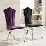 高档欧式后现代不锈钢餐椅绒布椅子新古典餐桌椅 C72