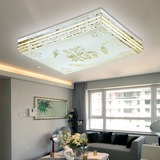 客厅水晶灯长方形遥控七彩变光灯 高端LED吸顶灯简约现代客房卧室