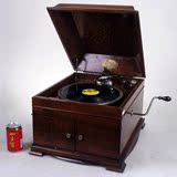 热卖1930年代日本进口古董老物件箱式唱机78转手摇留声机音质好9