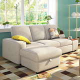 北欧日式可折叠多功能沙发床实木框架简易双人沙发棉麻布艺沙发床