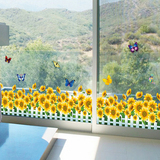 欧式墙贴纸橱窗玻璃装饰客厅卧室玄关走廊地脚线踢脚线墙花向日葵