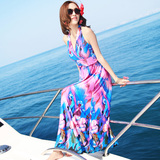 【天天特价】 韩版夏季新款波西米亚长裙牛奶丝连衣裙挂脖沙滩裙