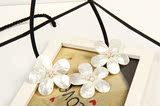 韩国配饰装饰纯手工编织短款锁骨链 天然贝壳珍珠花蕊花朵项链女