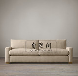 现代简约美乡村式亚麻羽绒布艺原木组合沙发单人双人三人沙发特价