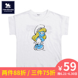 TWINKIDS韩国童装小木马夏新品儿童韩版男女童蓝精灵短袖T恤