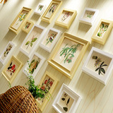 墙 办公室相框组合 创意儿童房相片装饰设计包邮高档实木中式照片