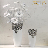 落地花瓶仿真花套装餐桌摆件欧式客厅装饰花干花白色陶瓷工艺现代