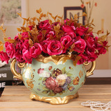 欧式复古家居客厅餐桌装饰工艺品美式摆件陶瓷仿真小干花瓶花器