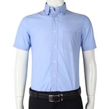 清仓G2000短袖衬衫夏季男装纯色天蓝色条纹尖领标准工装休闲衬衣
