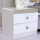 领梦家具 床头柜 简约现代欧式卧室烤漆白色双抽屉收纳储物柜