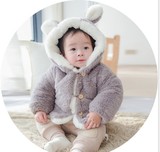 婴幼儿童加厚小耳朵连帽外套冬季保暖加厚上衣棉袄棉衣男女宝宝