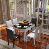 格林 客厅现代简约钢化玻璃餐桌 小户型拉伸折叠圆餐桌椅组合餐台