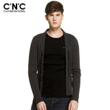 C＇N＇C男装正品秋冬新品新款修身型开衫 长袖纯色羊毛混纺针织衫