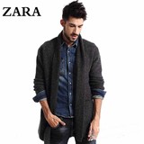 正品代购Zara外套男士秋冬新款男装韩版修身潮中长款开衫毛衣