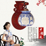 中国风中式古典led青花瓷壁灯复古卧室雕刻镂空壁灯过道客厅壁灯