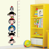 可爱娃娃身高贴纸 环保可移除墙贴画卡通儿童房幼儿园布置装饰