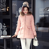 棉衣女中长款2015冬装新款韩版时尚修身棉服外套大毛领加厚棉袄潮