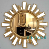 新款欧式浴室镜玻璃拼贴圆镜太阳玄关装饰镜试衣镜壁镜卫浴镜镜子
