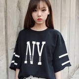 韩版春秋长袖女装大码卫衣外套休闲中学生宽松字母短袖T恤女夏季