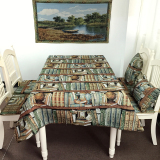 出口外贸宜家复古书房油画咖啡厅餐桌椅垫桌布套装万能茶几盖布