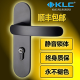 德国KLC 现代简约黑色太空铝门锁 室内锁具卧室实木房门双舌把手