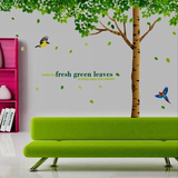 超大三拼绿叶大树 清新田园客厅沙发电视餐厅奶茶店墙壁贴画