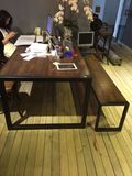 美式乡村loft铁艺 实木餐桌 复古电脑办公桌 工作台 会议桌 原木