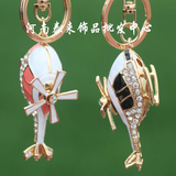 韩版镶钻水晶直升飞机创意男女汽车钥匙扣圈链环包包挂件饰品礼物