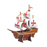 乐立方海盗船3D立体拼图纸质拼装模型儿童手工制作益智玩具