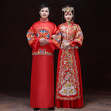 秀禾服结婚男装中式结婚礼服红色刺绣新郎敬酒服绣和服马褂唐古装