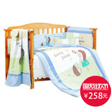 婴儿床上用品婴儿床围纯棉四件套幼儿宝宝新生儿秋冬款可拆洗