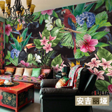 东南亚风格手绘热带雨林芭蕉叶墙纸壁纸餐厅酒店背景墙大型壁画