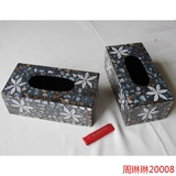 店庆51折特卖：很有异域风情的木粉板嵌贝壳纸巾盒，镶贝花纸巾盒