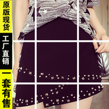 2016夏装新款女装潮韩版不规则铆钉包臀黑色a字半身裙短裙子Q5156