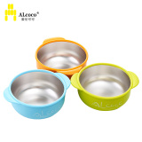 英国ALcoco 儿童不锈钢餐具 保温隔热真空双柄吸盘宝宝碗婴儿碗