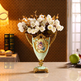 欧式复古美式树脂摆件仿真小干花瓶花器插家居客厅餐桌装饰工艺品
