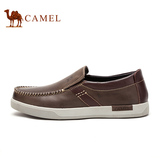 Camel骆驼低帮休闲皮鞋男鞋套脚圆头平跟男单鞋板鞋夏季鞋子真皮