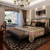 欧式卧室床尾满铺大地毯方格深色床边可定制加厚腈纶宜家现代简约