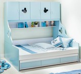 儿童双层床带抽屉柜子组合床1.2储物单人床带拖床书架男女孩童床