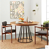 复古铁艺实木咖啡桌餐桌椅组合圆形茶几洽谈桌会议桌办公桌可定制