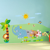 可移除墙贴 动物大象猴子兔子儿童房幼儿园卡通墙壁贴画宝宝贴纸