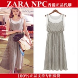 Zara正品代购2015夏新款女装波西米亚雪纺长裙假两件无袖连衣裙