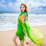 沙滩巾比基尼泳衣罩衫海边必备防晒丝巾纱笼夏季披肩纱巾超大披纱