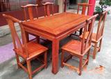 红木长方形餐桌椅组合 中式实木明清古典 花梨木餐桌餐台7件套