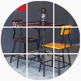 美式定制铁艺实木小户型餐桌椅子复古咖啡厅酒吧阳台休闲桌椅组合