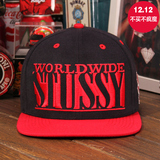 美国代购stussy棒球帽男女春夏季NY街头嘻哈帽MLB平沿帽世界风红