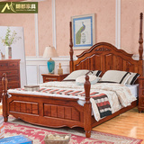 明都 美式床全实木床大床双人床1.8米美式家具卧室乡村床复古婚床
