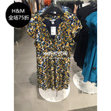 HM H&M专柜正品代购2016春女装波点印花系带V领连衣裙0202069
