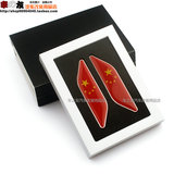 中国国旗车贴 五星红旗 CHINA 中国制造爱国 叶子板标 金属车标贴